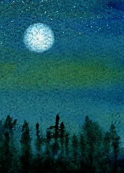 Northwoods Night Rebecca Herb Madison WI watercolor  SOLD